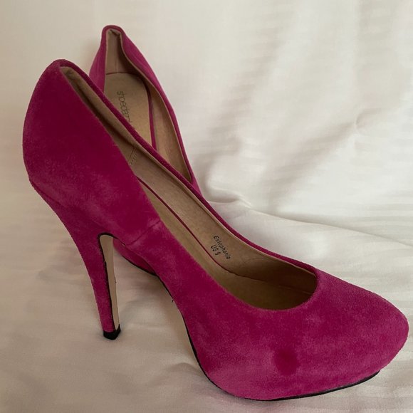 Shoe Dazzle Shoes - pink suede high heels size 9